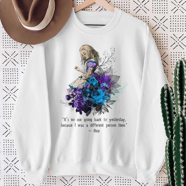 Vintage Book Quote It’s No Use Going Back To Yesterday Sweatshirt Gifts for Old Women