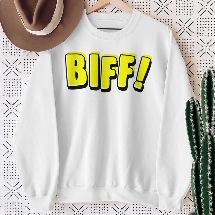 Vintage Comic Book Style Sound Effect Biff Sweatshirt Gifts for Old Women