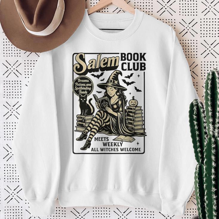 Vintage Salem Book Club Cat Bookish Spooky Halloween Sweatshirt Gifts for Old Women