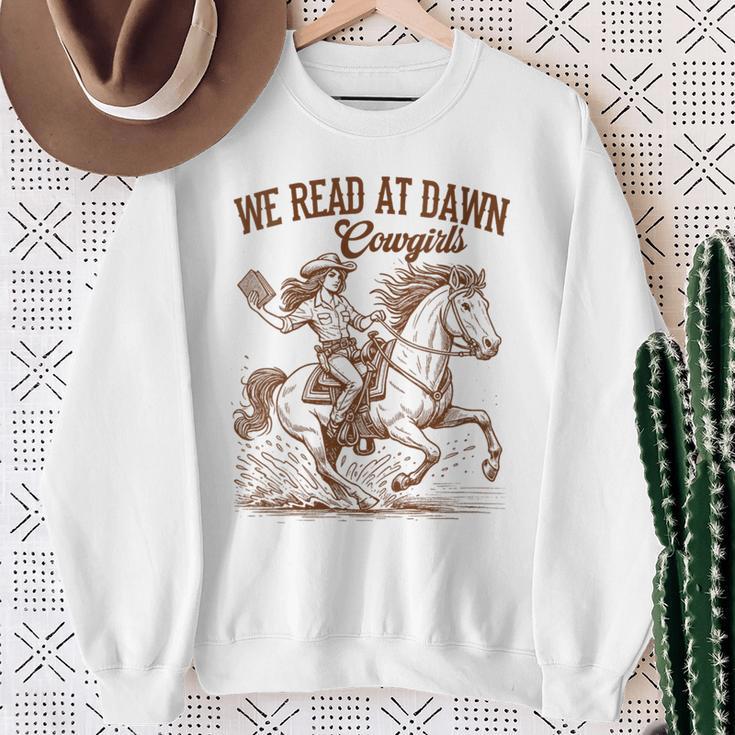 Western Life Book Lover Reading We Reads At Dawn Cowgirls Sweatshirt Gifts for Old Women Western Life Book Lover Reading We Reads At Dawn Cowgirls Sweatshirt Gifts for Old Women