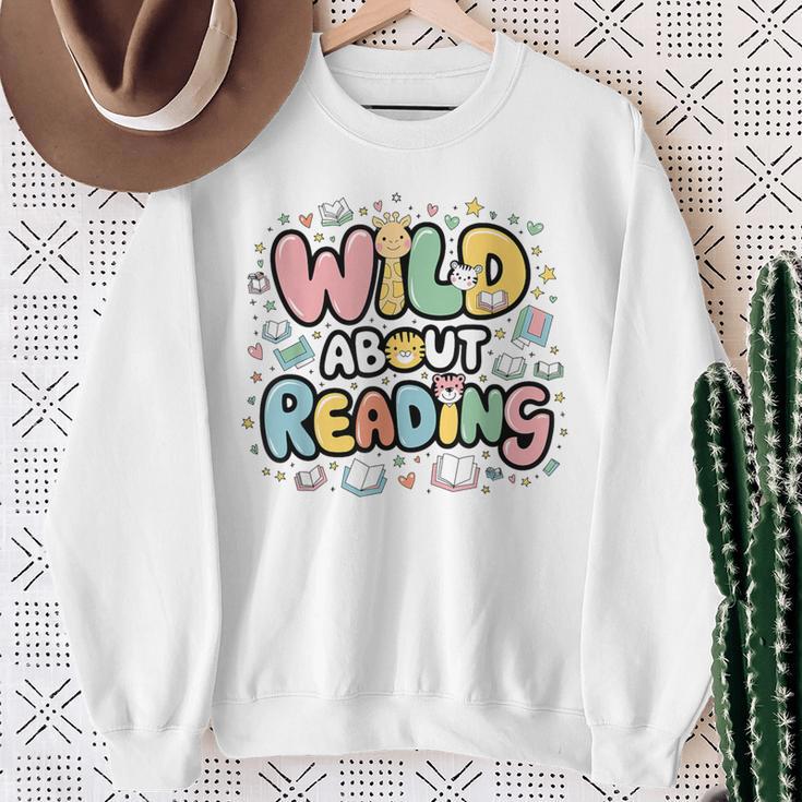 Wild About Reading Animal Bookworm Library Book Lover Reader Sweatshirt Gifts for Old Women Wild About Reading Animal Bookworm Library Book Lover Reader Sweatshirt Gifts for Old Women