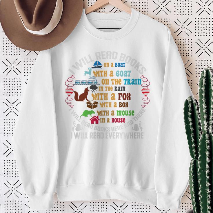 I Will Read Books On A Boat & Everywhere Reading Premium Tri-Blend Sweatshirt Gifts for Old Women
