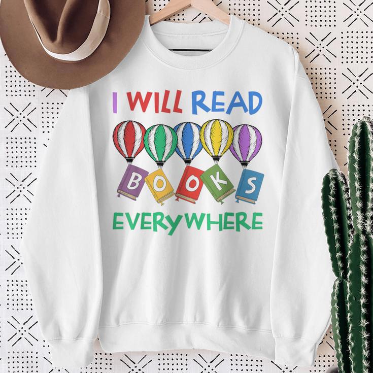 I Will Read Books Everywhere Across America Child Readers Sweatshirt Gifts for Old Women
