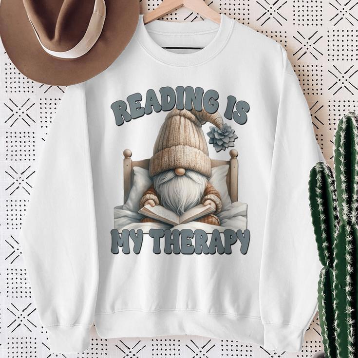 Women's Book Reader Accessories For Teacher Reading Is My Therapy Sweatshirt Gifts for Old Women