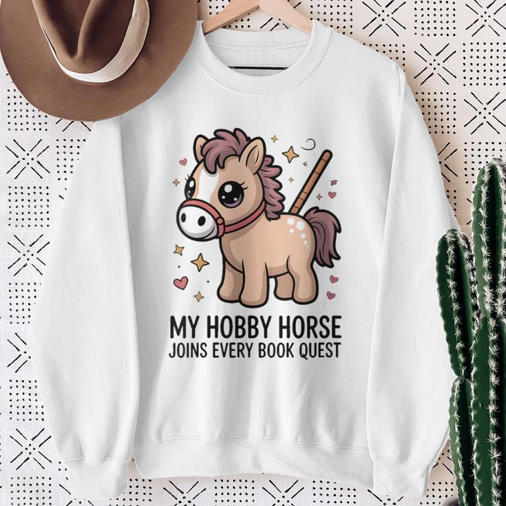 Women's My Hobby Horse Joins Every Book Quest Reading Lover Sweatshirt Gifts for Old Women