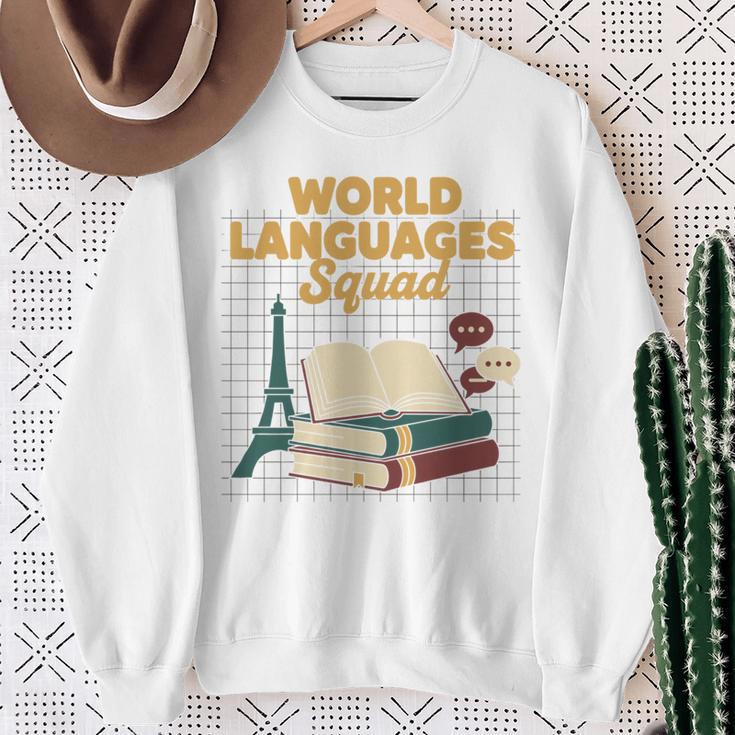 World Languages Squad Books Tower Performance Sweatshirt Gifts for Old Women World Languages Squad Books Tower Performance Sweatshirt Gifts for Old Women