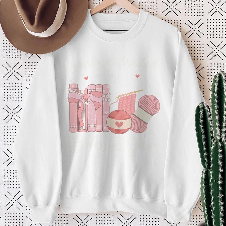 Yarn Quote Easily Distracted By Books And Yarn Reader Premium Tri-Blend Sweatshirt Gifts for Old Women