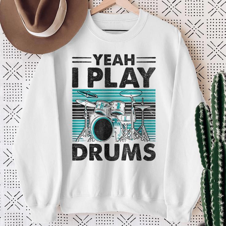 Yeah I Play Drums Drummer Play Drumming スウェットシャツ 年配の女性への贈り物