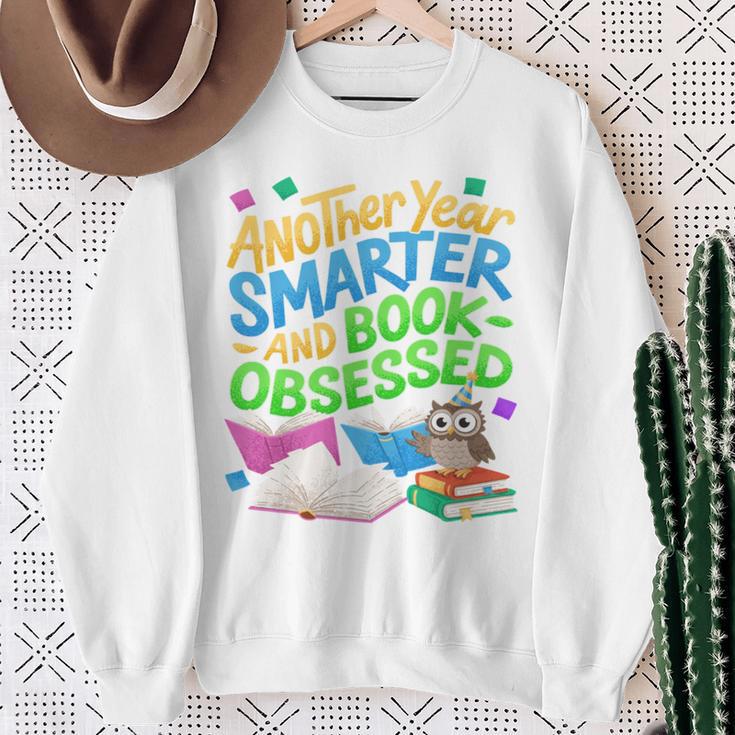 Another Year Smarter And Book-Obsessed Birthday Graphic Sweatshirt Gifts for Old Women