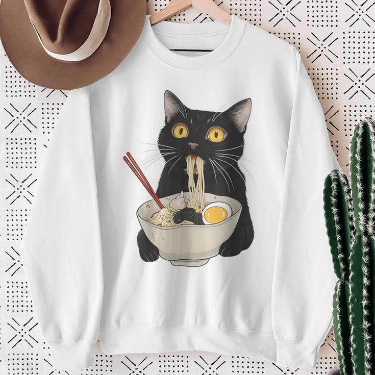 おもしろ猫 ラーメン ヴィンテージ 和麺 スウェットシャツ 年配の女性への贈り物
