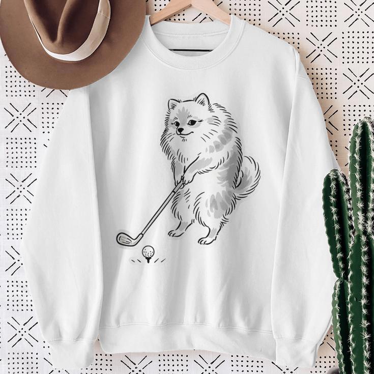 ゴルフ ポメラニアン グッズ おもしろ 犬 面白い 笑える 和風 スウェットシャツ 年配の女性への贈り物