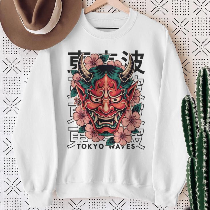 日本悪魔 般若 鬼 鬼 仮面 妖怪鬼 鬼 仮面 長袖tシャツ スウェットシャツ 年配の女性への贈り物