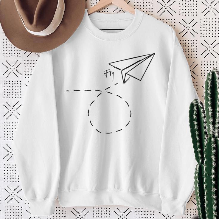 紙飛行機フライtシャツ折り紙折り紙パイロット スウェットシャツ 年配の女性への贈り物