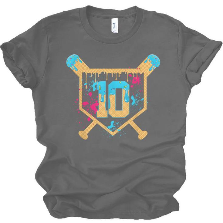 10 Years Old 10th Birthday Baseball Ice Cream Dripping Boys Unisex Jersey T-Shirt