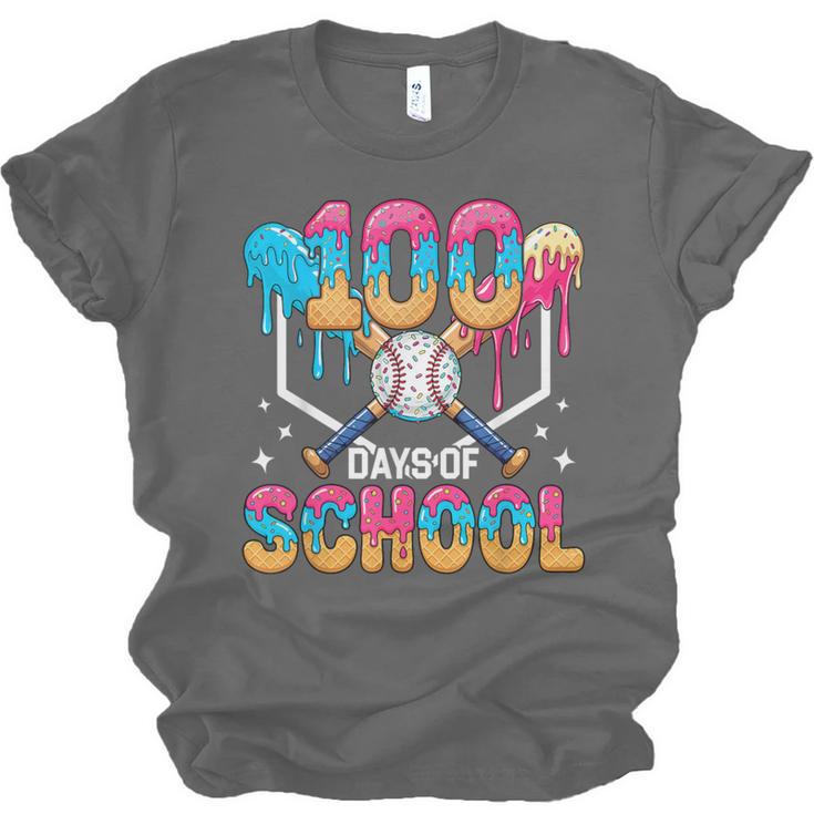 100 Days Of School Baseball Boys Ice Cream Drip 100th Day Unisex Jersey T-Shirt