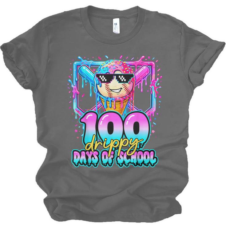100 Drippy Days Of School Baseball Ice Cream 100th Day Boys Unisex Jersey T-Shirt