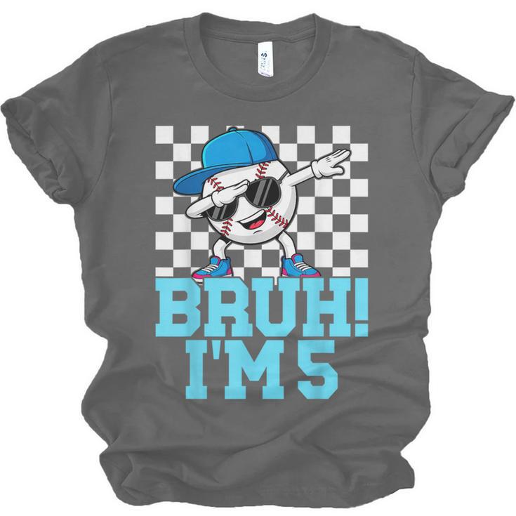 5th Birthday Dabbing Baseball Boys Bruh I'm 5 Year Old Unisex Jersey T-Shirt