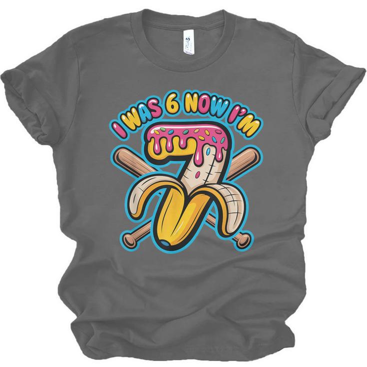 I Was 6 Now I’m 7 Banana Drip Birthday Baseball Unisex Jersey T-Shirt I Was 6 Now I’m 7 Banana Drip Birthday Baseball Unisex Jersey T-Shirt