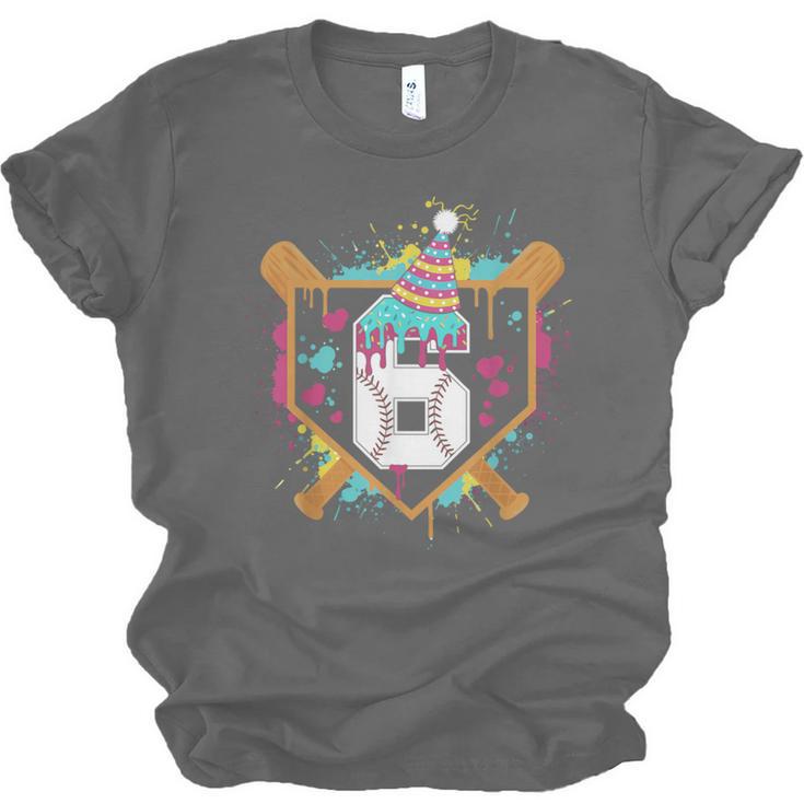 6th Birthday Baseball Drip Number 6 Year Old Birthday Boy Unisex Jersey T-Shirt