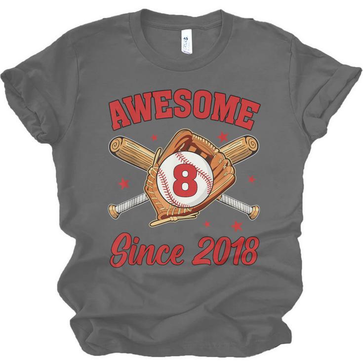 8 Year Old Boys Awesome Since 2018 Baseball Birthday Unisex Jersey T-Shirt