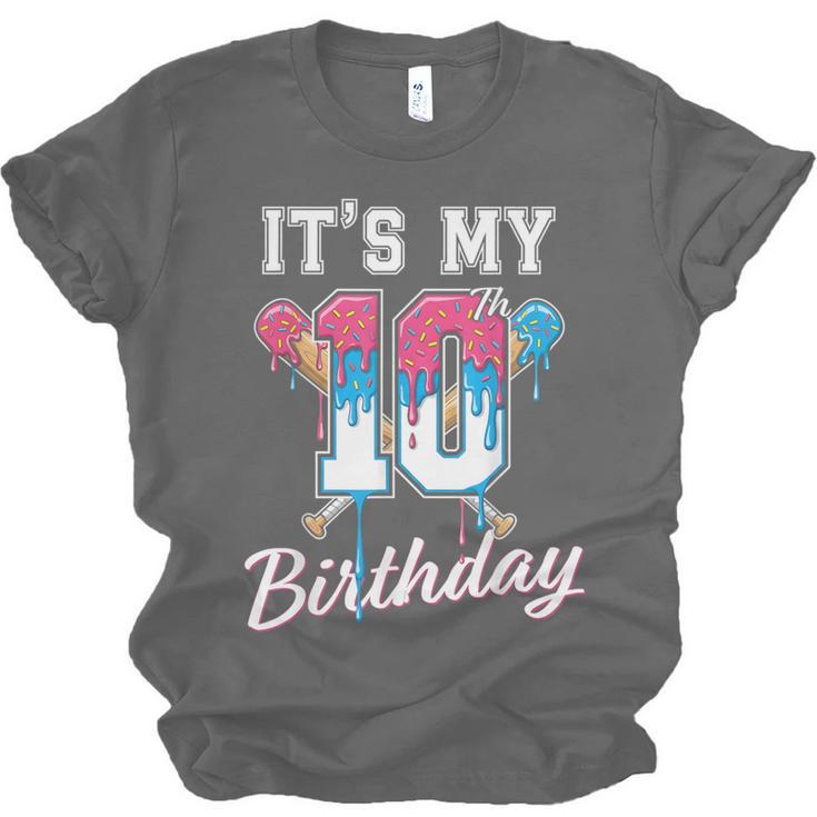 Baseball 10 Year Old Ice Cream Drip 10th Birthday Boys Unisex Jersey T-Shirt