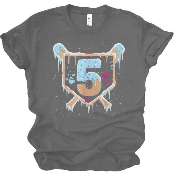 Baseball 5 Year Old Ice Cream Drip 5th Birthday Boy Number 5 Unisex Jersey T-Shirt Baseball 5 Year Old Ice Cream Drip 5th Birthday Boy Number 5 Unisex Jersey T-Shirt