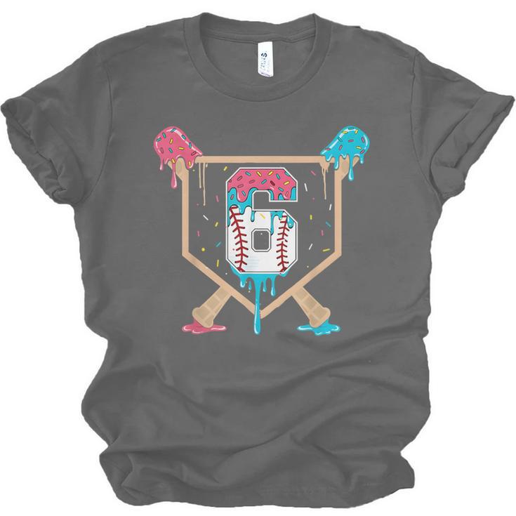Baseball 6 Year Old Ice Cream Drip 6th Birthday Boys Player Unisex Jersey T-Shirt
