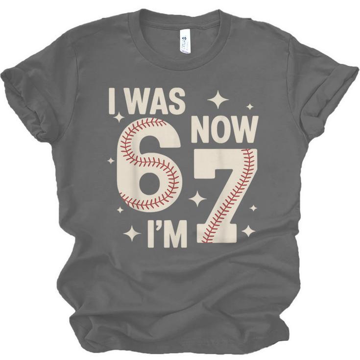 Baseball 7th Birthday 6 7 Years Old I Was 6 Now I'm 7 Unisex Jersey T-Shirt