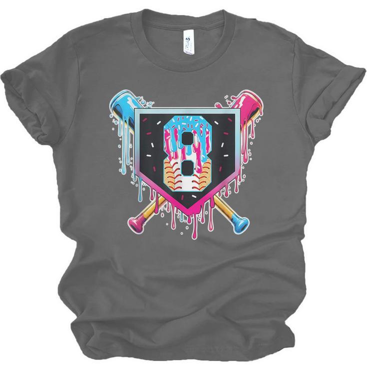 Baseball 8 Year Old Boy Ice Cream Drip 8th Birthday Player Unisex Jersey T-Shirt Baseball 8 Year Old Boy Ice Cream Drip 8th Birthday Player Unisex Jersey T-Shirt