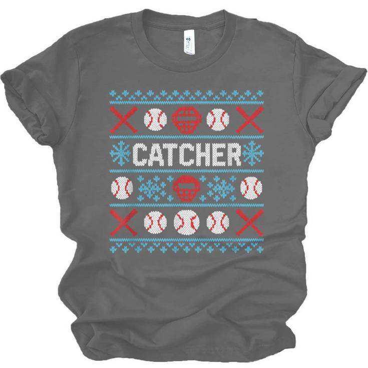 Baseball Catcher Ugly Christmas Sweater Pattern Sports Xmas Unisex Jersey T-Shirt Baseball Catcher Ugly Christmas Sweater Pattern Sports Xmas Unisex Jersey T-Shirt