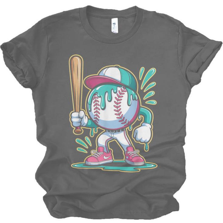 Baseball Character Cartoon Batter Drip Style Women Men Unisex Jersey T-Shirt Baseball Character Cartoon Batter Drip Style Women Men Unisex Jersey T-Shirt