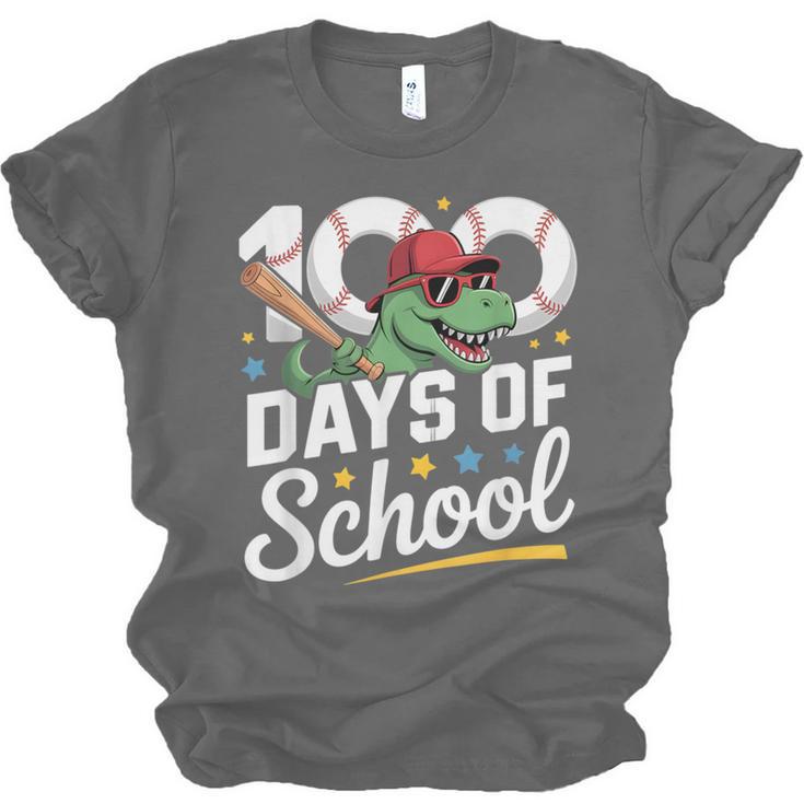 Baseball Dinosaur 100 Days Of School Kids Theme Unisex Jersey T-Shirt