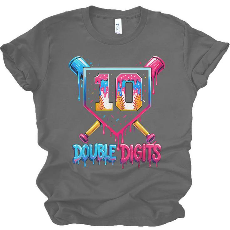 Baseball Drip 10th Birthday Boy Double Digits Ice Cream Drip Unisex Jersey T-Shirt