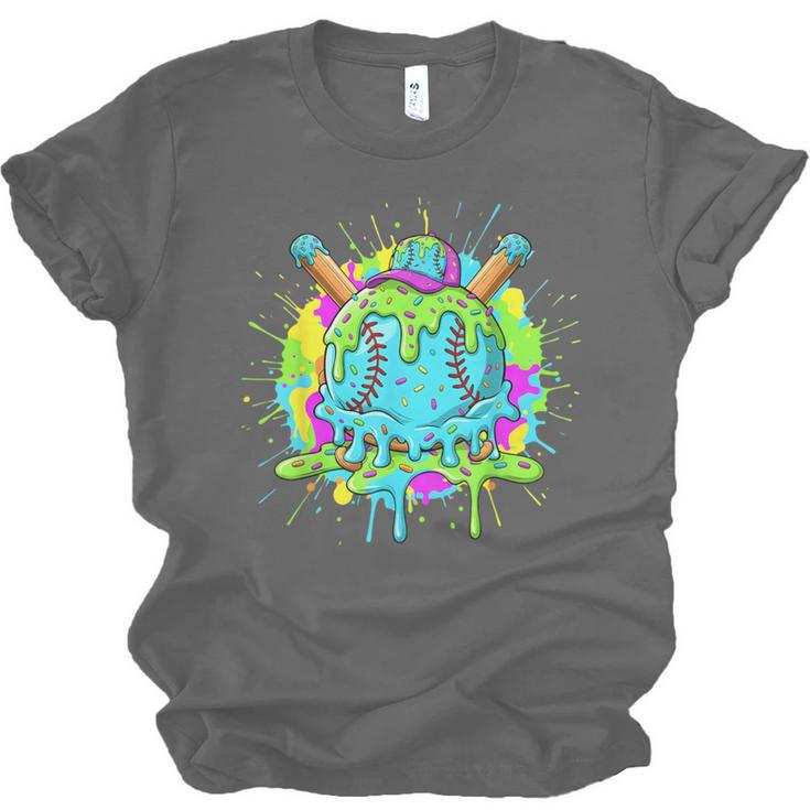 Baseball Drip For Boys Ice Cream Drip Youth Boys Baseball Unisex Jersey T-Shirt