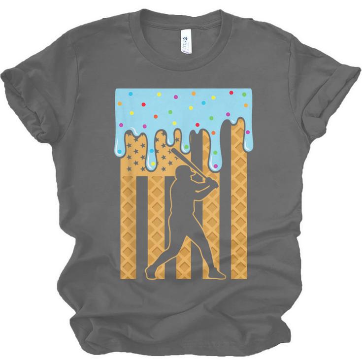 Baseball Drip Dripping Ice Cream Sport Player American Flag Unisex Jersey T-Shirt Baseball Drip Dripping Ice Cream Sport Player American Flag Unisex Jersey T-Shirt