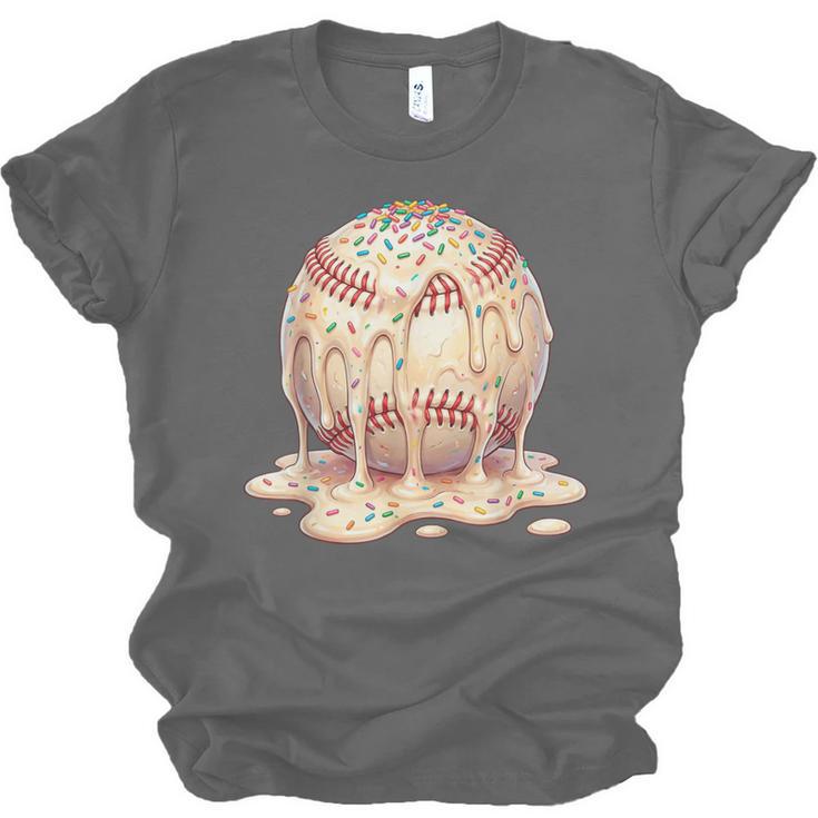 Baseball Drip Ice Cream Melting Illustration Unisex Jersey T-Shirt