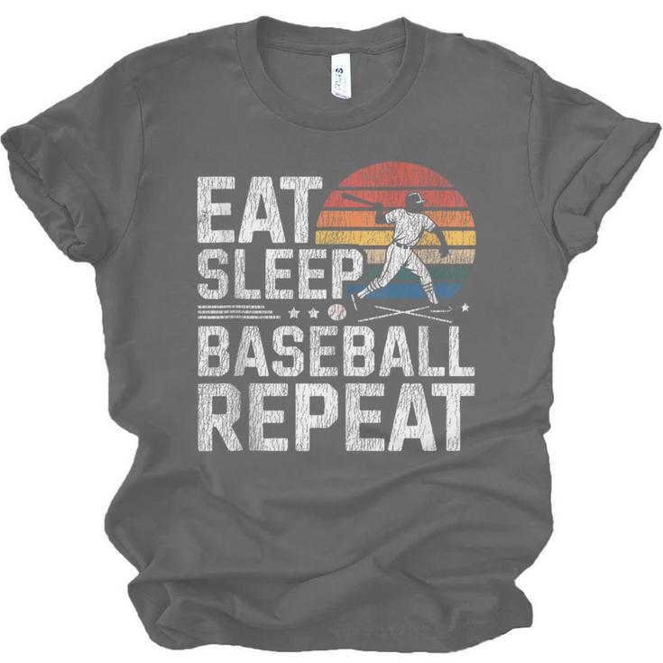 Baseball Fan Vintage Retro Eat Sleep Baseball Repeat Unisex Jersey T-Shirt
