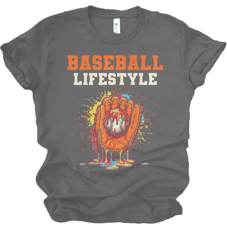 Baseball Lifestyle Ice Cream Drip Baseball Glove Crossed Bat Unisex Jersey T-Shirt