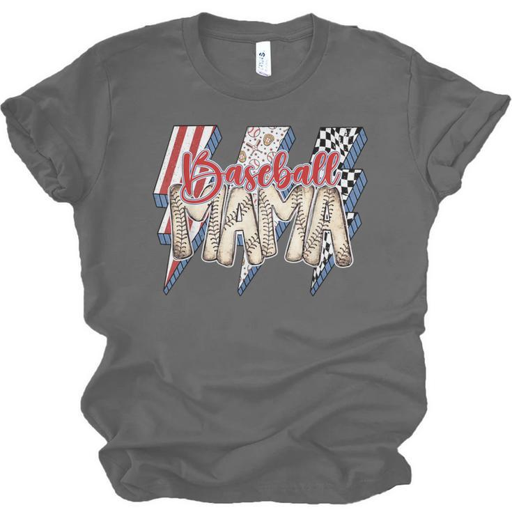 Baseball Mama Lightning Bolt Checkered Varsity Mother's Day Unisex Jersey T-Shirt