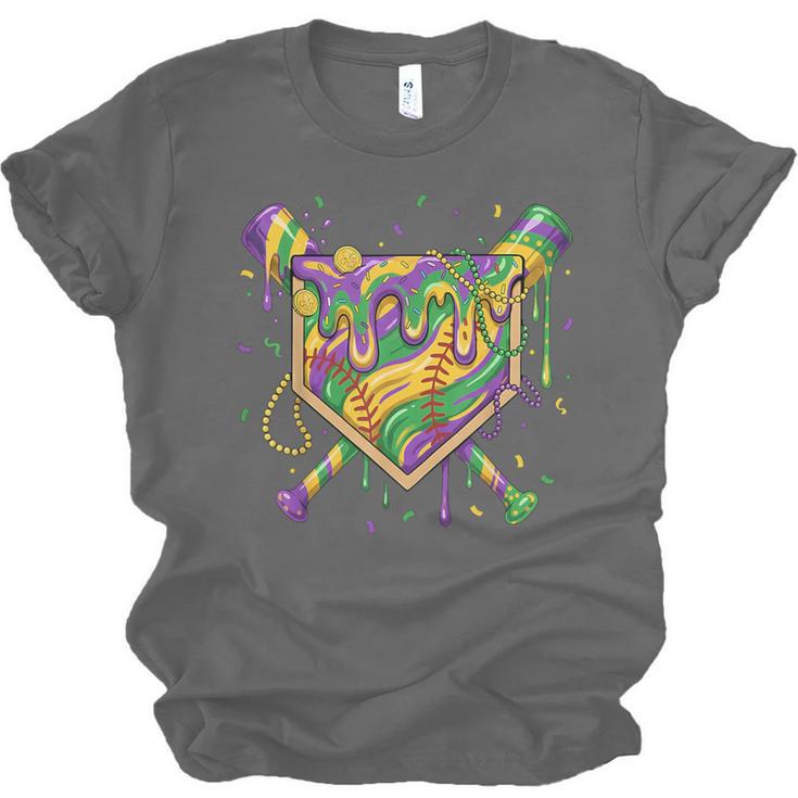 Baseball Mardi Gras Home Plate Ice Cream Drip Carnival Mask Unisex Jersey T-Shirt Baseball Mardi Gras Home Plate Ice Cream Drip Carnival Mask Unisex Jersey T-Shirt