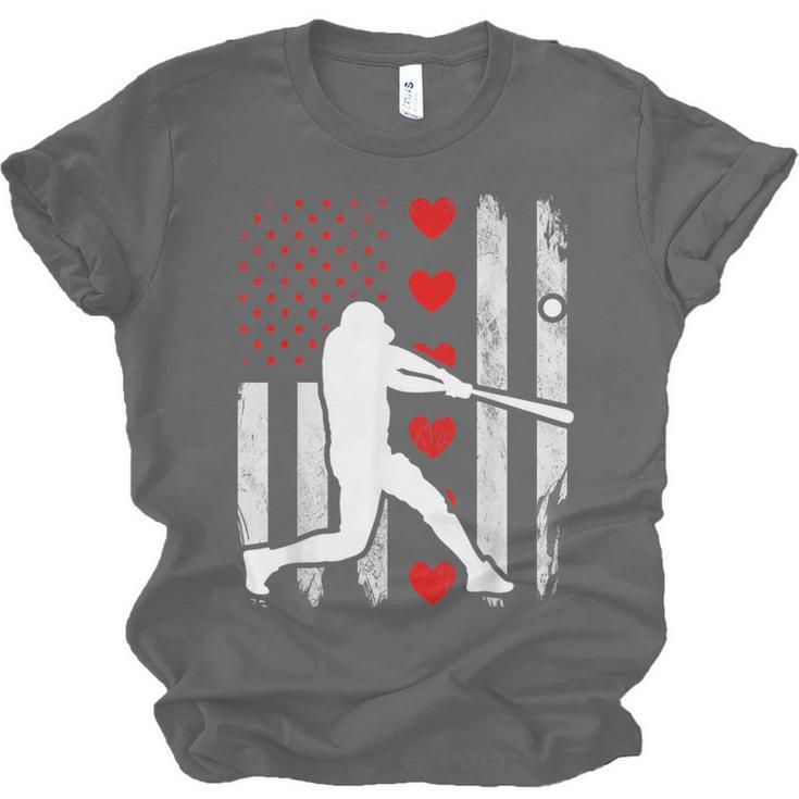 Baseball Silhouette Heart USA Flag Hearts American Boys Kids Unisex Jersey T-Shirt