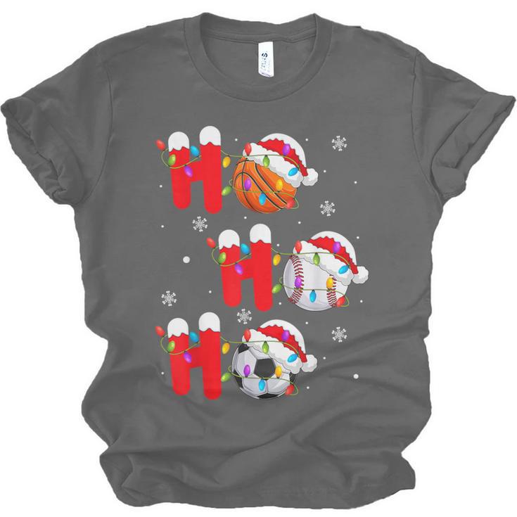 Basketball Baseball Soccer Christmas Ho Ho Ho Santa Xmas Unisex Jersey T-Shirt