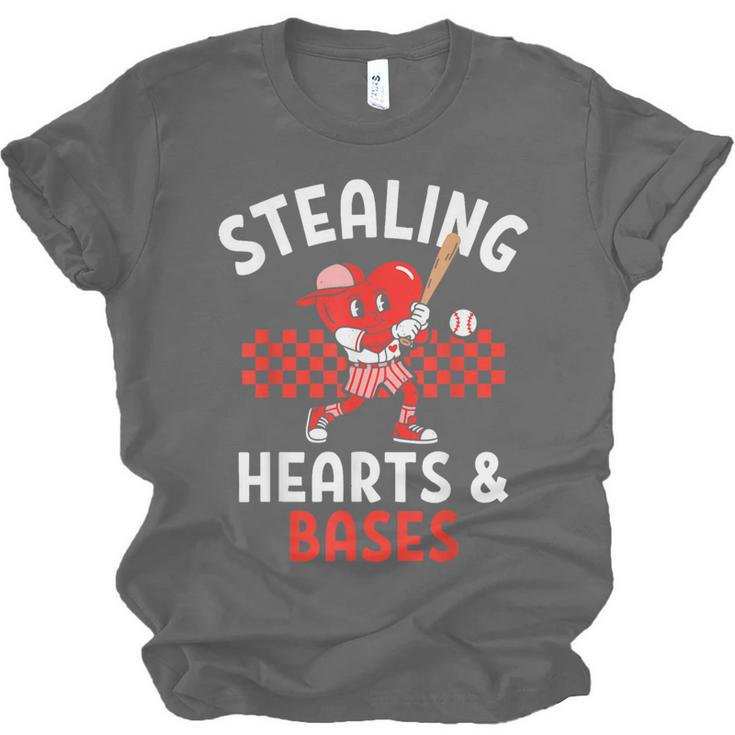 Boys Baseball Valentines Day Stealing Hearts Valentine Kids Unisex Jersey T-Shirt