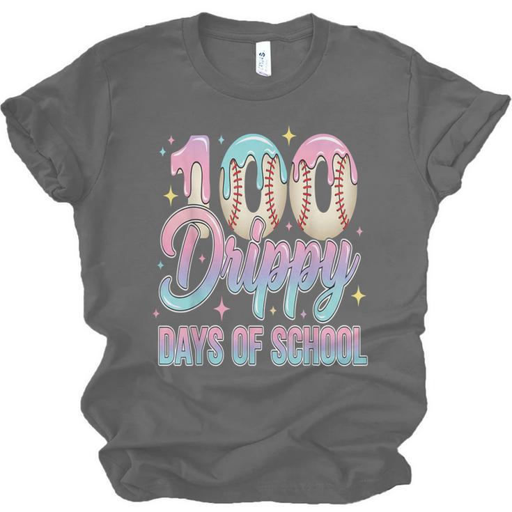 Boys Kids 100 Drippy Days Of School Baseball Drip Ice Cream Unisex Jersey T-Shirt