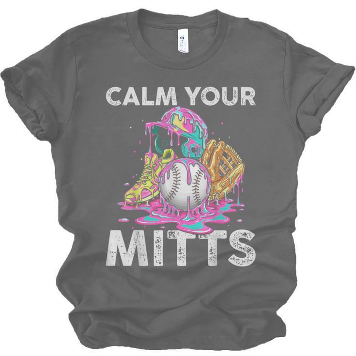 Calm Your Mitts Baseball Ice Cream Drip Crossed Bats Sport Unisex Jersey T-Shirt