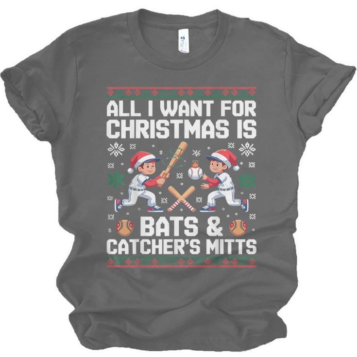Christmas Baseball Bats Catcher Mitts Holiday Tee Unisex Jersey T-Shirt Christmas Baseball Bats Catcher Mitts Holiday Tee Unisex Jersey T-Shirt