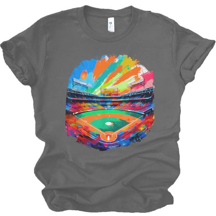 Colorful Baseball Field Home Run Baseball Player Fans Unisex Jersey T-Shirt Colorful Baseball Field Home Run Baseball Player Fans Unisex Jersey T-Shirt
