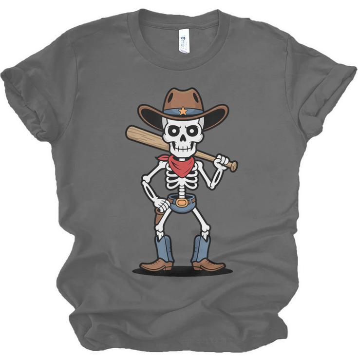Cowboy Skeleton Baseball Halloween Graphic Unisex Jersey T-Shirt Cowboy Skeleton Baseball Halloween Graphic Unisex Jersey T-Shirt