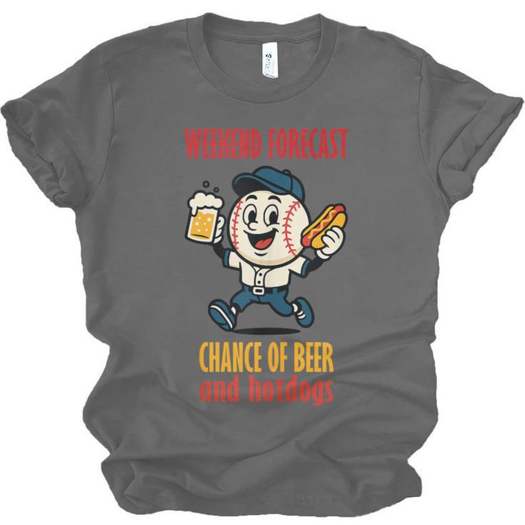 Cute Baseball Fan Weekend Forecast Change Of Beer And Hotdog Unisex Jersey T-Shirt