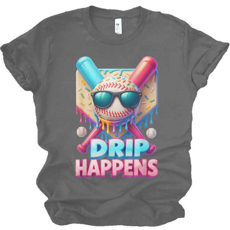 Drip Happens Baseball Ice Cream Bat And Ball With Sunglasses Unisex Jersey T-Shirt